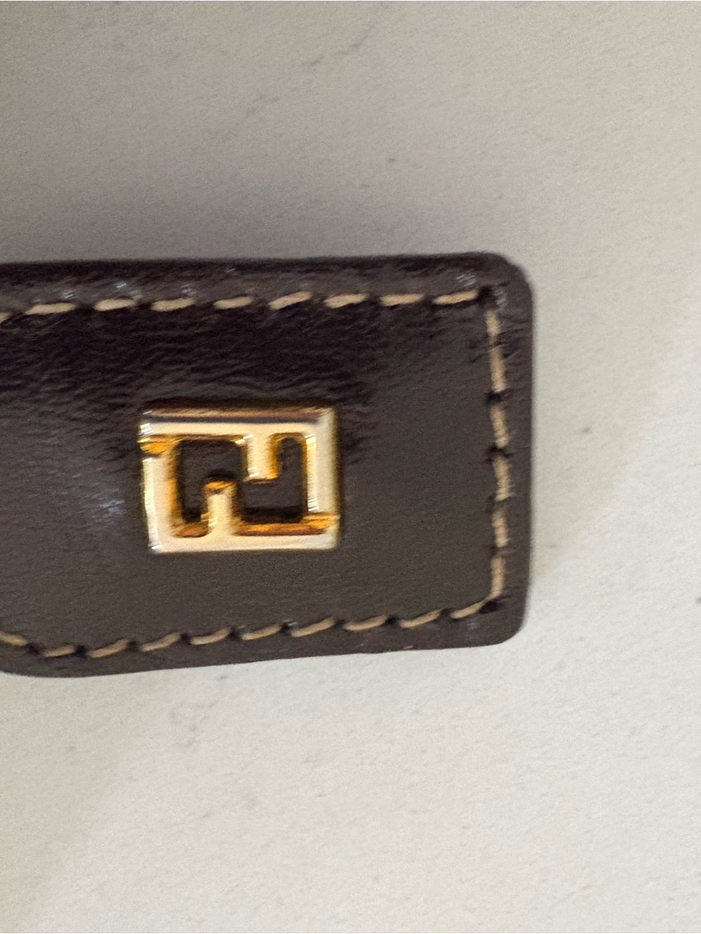 Fendi Brown FF Logo Canvas Pouch with brown leather trim - Picture 10 of 11